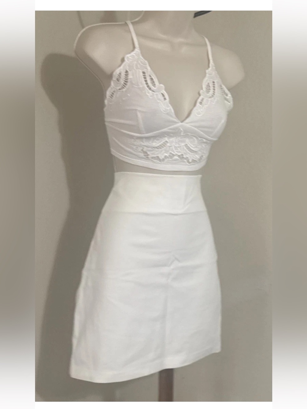 Papaya White High Waist Mini Skirt Women’s Stretchy Bodycon Chic Boutique Size L